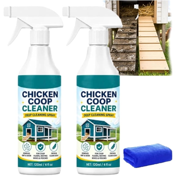 Chicken Coop Cleaner Spray, 100ml Chicken Coop Cleaning Spray (2) | Scrub-Free Poultry Coop Cleaner Spray, Ready-to-Use Backyard Chicken Housing Cleanser, Multi-Surface Barn Spray Chicken Runs