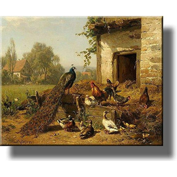Chicken Coop, Farm Birds Wall Picture on Stretched Canvas, Wall Art Décor, Ready to Hang!