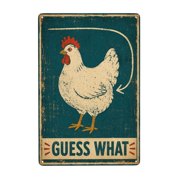 Chicken Coop Farmhouse Vintage Metal Tin Sign Wall Decor, 8 x 12 Inch, for Farm Chicken Coop Decor