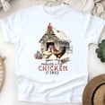 thumbnail image 1 of Chicken Coop Graphic T-Shirt | Funny Farm Animal Tee for Men Women Kids, White, Size M, 1 of 6