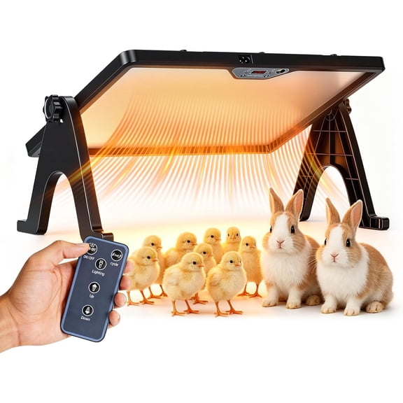 Chicken Coop Heater, 200W with Remote Control, Double Side Heating + 360 Adjustable, with Timing Function, Adjustable Temp, LED for Chickens & Small Pets in Winter