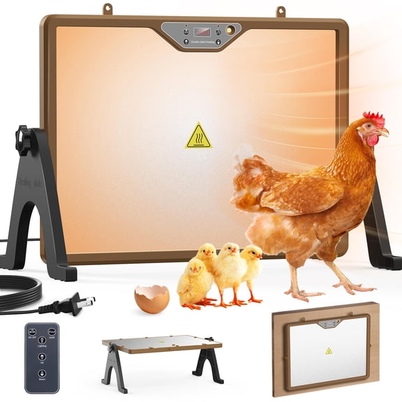 Chicken Coop Heater Brooder Plate, 180W Dual-Heating Chicken Heater Built-in Thermostat | Cycle Mode | Light, Remote Control Chick Heater for Coop, Adjustable Chicken Warmer for Poultry, UL-Compliant