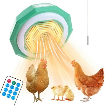 Chicken Coop Heater, Chicken Brooder Heater with Circulation Fan Power Adjustment, Poultry Heating Fan, Radiant Heat Chicken Heater, Pet Cage Warmer for Poultry Chicken Pet Dog