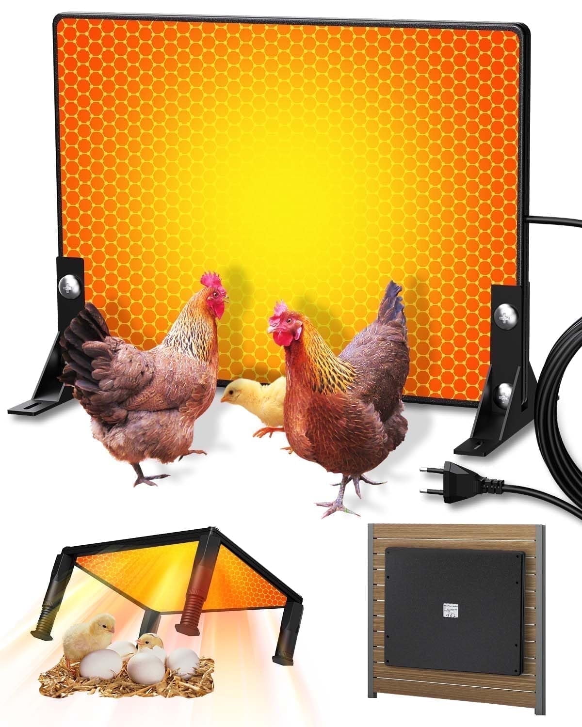 Chicken Coop Heater with Timer, 110w Winter Heating Plate Chick Flat Panel Chick Heater, Suitable for 40cm X 30cm Incubator Chick Coop for Pets, Chicks, Kittens, Farm Frost Protection