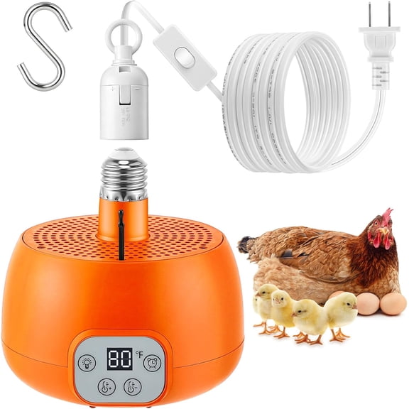 Chicken Coop Heater, Timing Heat Lamp for Chickens, Temperature Control Chicken Brooder Heater, 5 Ft Long Heating Lamp for Duck Cats, No Remote