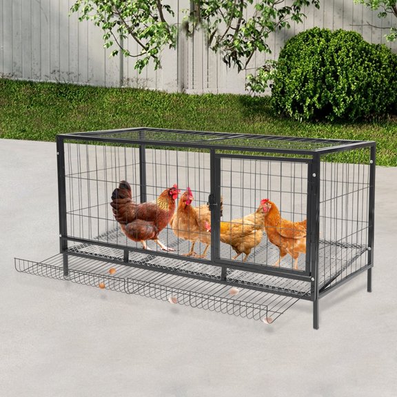 Chicken Coop Iron Large Durable Chicken Enclosure With Automatic Egg Collection for Chickens, Ducks, Quails, Rabbits, Cats