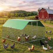 Chicken Coop Large Metal Chicken Run for 20-25 Chickens Duck Coop Poultry Cage with Stability Corner Braces Support Pole 11.8x9.2x6.5ft Chicken Pen for Yard with Cover
