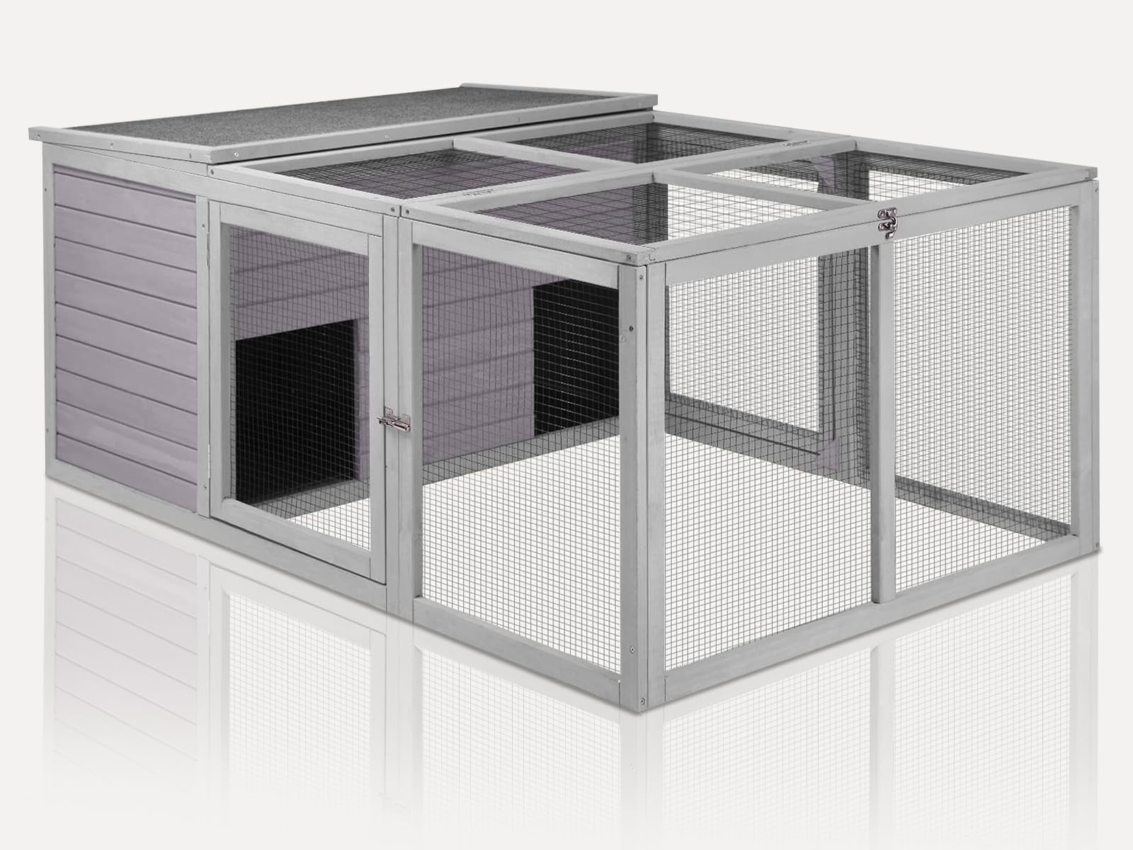 MEDEHOO Chicken Coop Large Wooden Rabbit Hutch Indoor Outdoor with 2 Living House ANG PVC Layer for Chicken, Hutch, Ducks