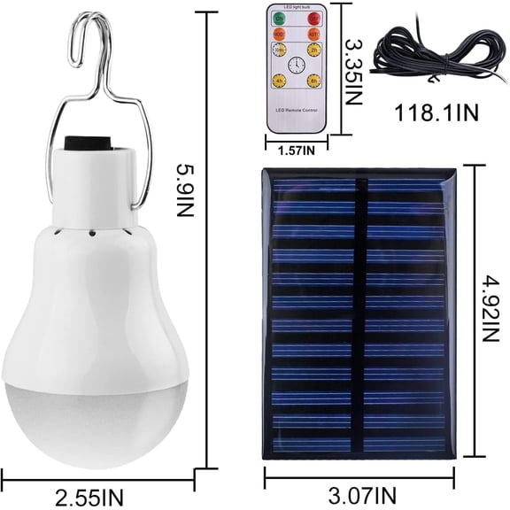 Chicken Coop Light with Timer, Dusk to Dawn Rechargeable Solar Light Bulbs for Indoor Home, Outdoor Camping Lamps for Tent, LED Solar Lights for Shed Night, Emergency Power Outage, Outside