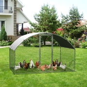 Chicken Coop, Metal Chicken Run with Waterproof and Anti-Ultraviolet Cover for Outside, 9.8 x 6.5 x 6.5 Ft Walk-In Poultry Cage, Outdoor Pet Exercise Pen for Backyard and Farm