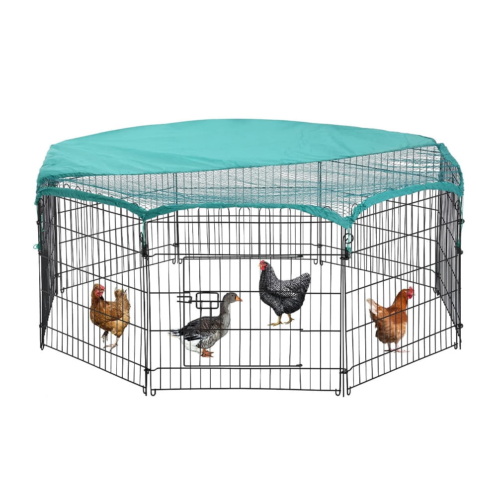 Chicken Coop Playpen, Small Animal Enclosure Cage with Door & Cover