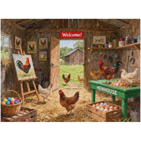 Chicken Coop Puzzles for Adults 500 Piece, Jigsaw Puzzles for Adults, Adult Challenging Game Creative Kits, Impossible Puzzle, Family Decoration Puzzle 20.5x15 in