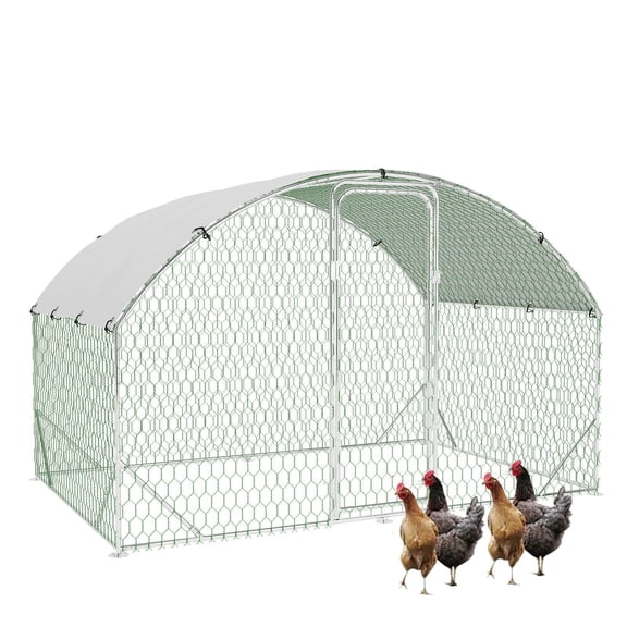 Chicken Coop Run for 8-10 Chickens-Large Metal Chicken Coop for Yard, Walk-in Chicken Cages for Outside, Duck and Hen House with Roof for Farm and Outdoor