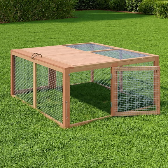 Chicken Coop Run Rabbit Hutch,Portable Chicken Cage Pens with Top & Side Opening Doors,Wooden Chicken Coop,Outdoor Indoor Small Animal Playpen,No Assembly Required