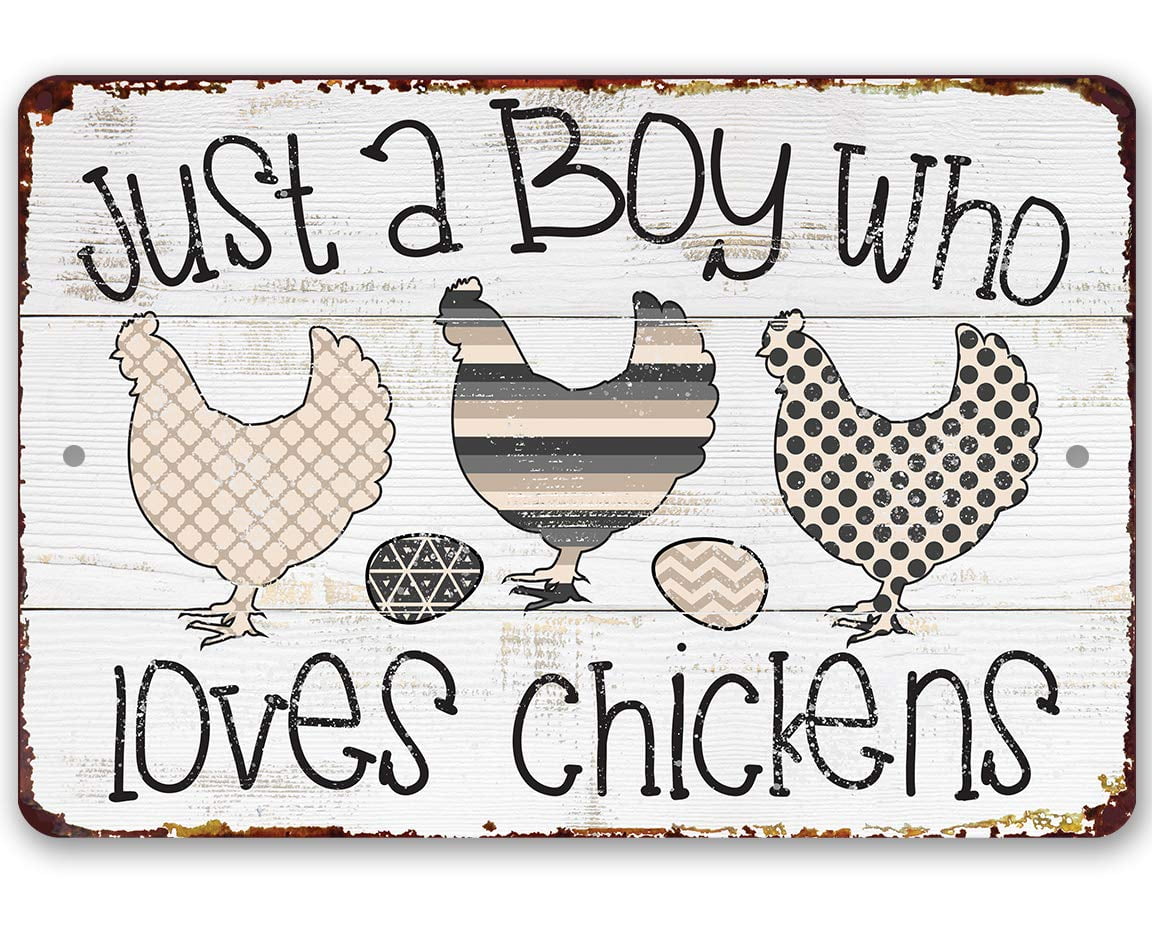 Chicken Coop Sign - Just A Boy Who Loves Chickens - Durable Metal Sign ...