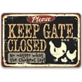 thumbnail image 1 of Chicken Coop Sign - Keep Gate Closed Chickens - Durable Metal Sign - Use Indoor/Outdoor - Great Gift and Decor for Farmers, Farmhouse and Home Under $20 (8" x 12"), 1 of 3
