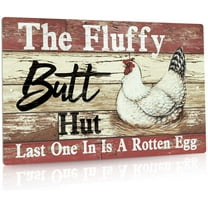 Chicken Coop Signs, Farm Decor for Country Cottage, Kitchen, 12x8 Inches Aluminum Metal Wall Sign - The Fluffy Butt Hut