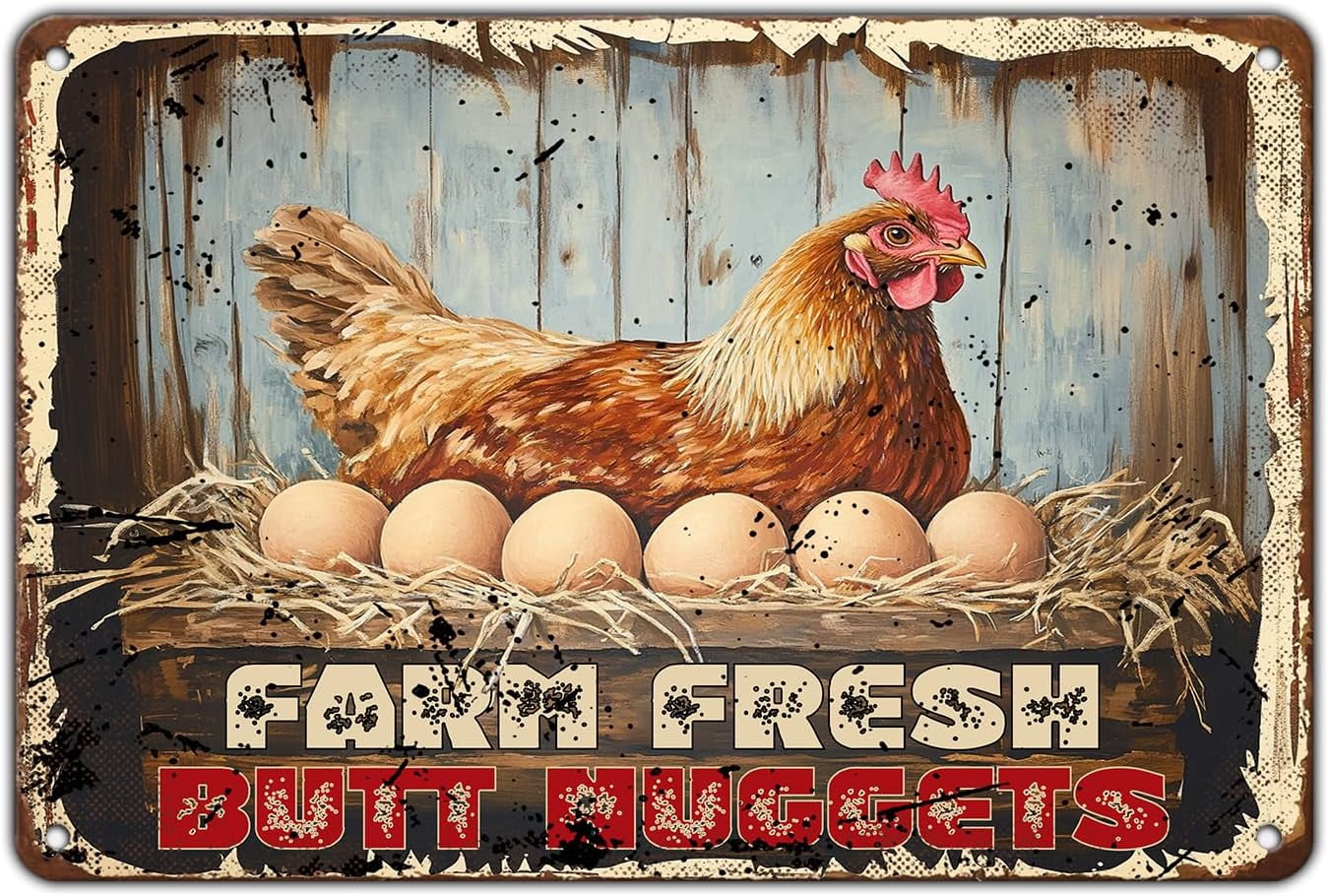 Tin Metal Signs Funny Chicken Coop Sign The Fluffy Butt Hut Last One In Sign Vintage Cave Kitchen Barn Coop Wall Decoration Sign 8x12 Inch Tin Pa