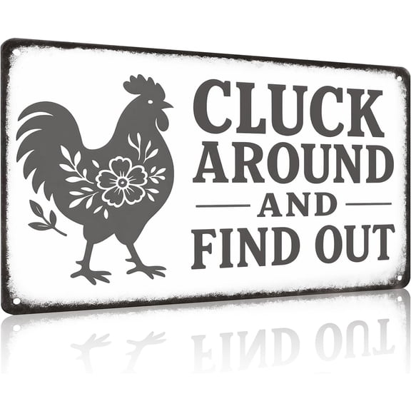 Chicken Coop Tin Sign Farmhouse Wall Decor, Funny Rustic Chicken Decor for Kitchen Home Garden Poultry Habitat, Vintage Metal Sign Wall Art for Farmers, 12 x 8 Inch (Gray)