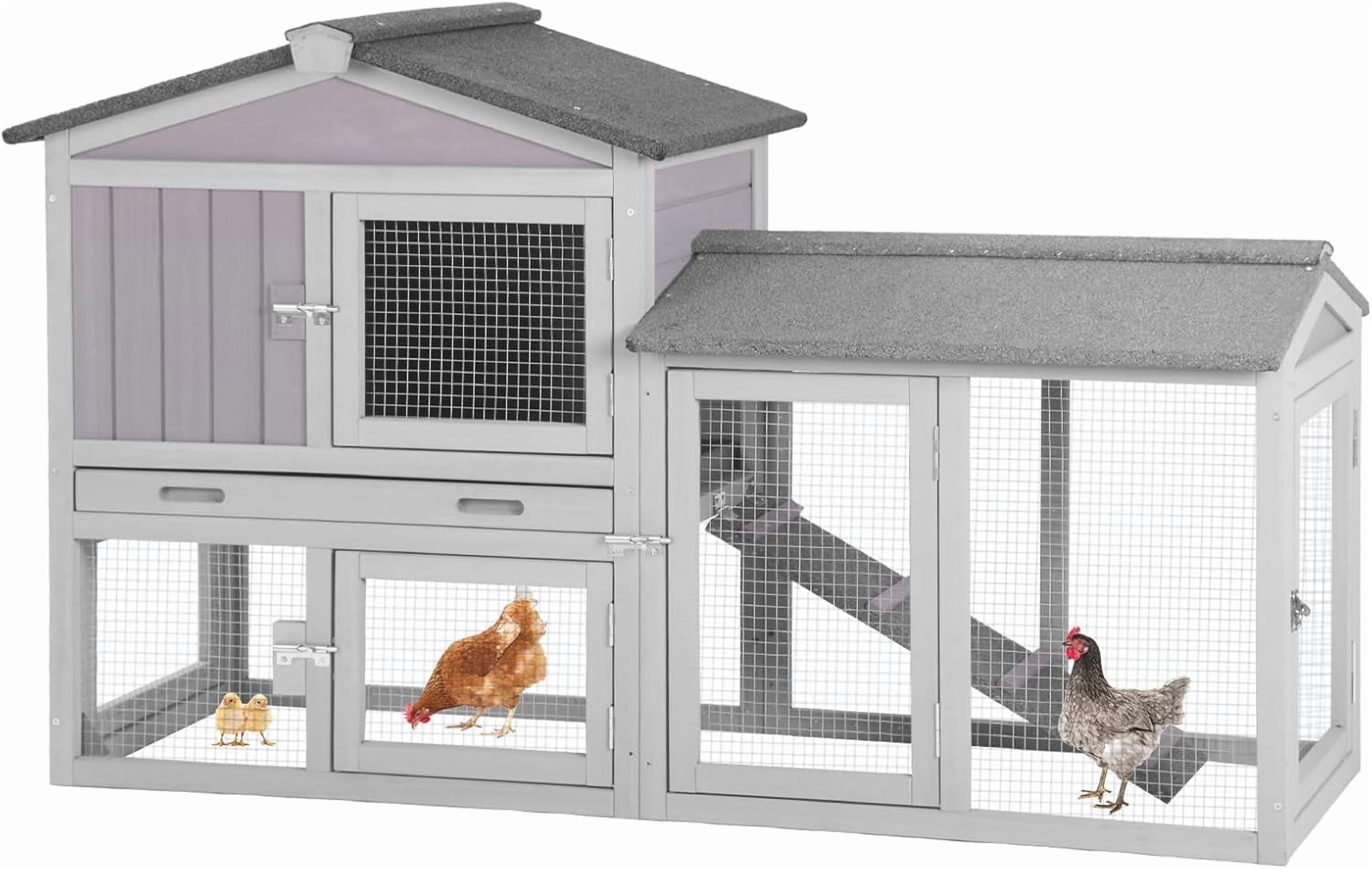 Chicken Coop Hen House with Run Outdoor Rabbit Cage Indoor Bunny Hutch with Waterproof Roof Poultry Cage