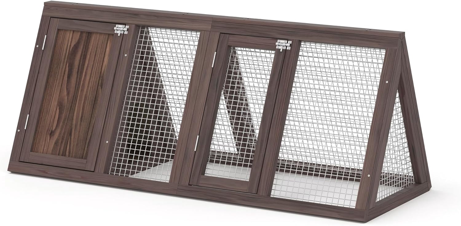 Chicken Coop for 2 Chickens Small Rabbit Hutch Quail Coop Wooden Bunny Cages Outdoor Chicken House w/Ventilating Wire (Wood)