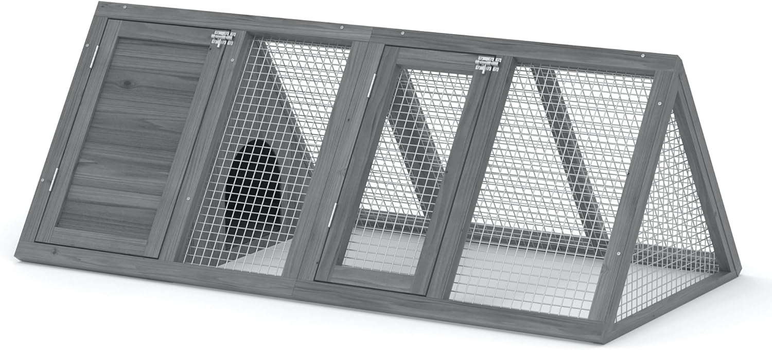 Chicken Coop for 2 Chickens Small Rabbit Hutch Quail Coop Wooden Bunny Cages Outdoor Chicken House w/Ventilating Wire (Wood)