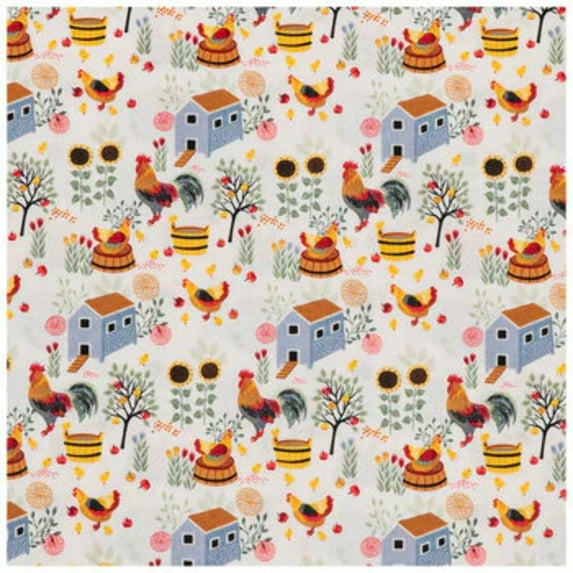 Chicken Coops Cotton Calico Fabric