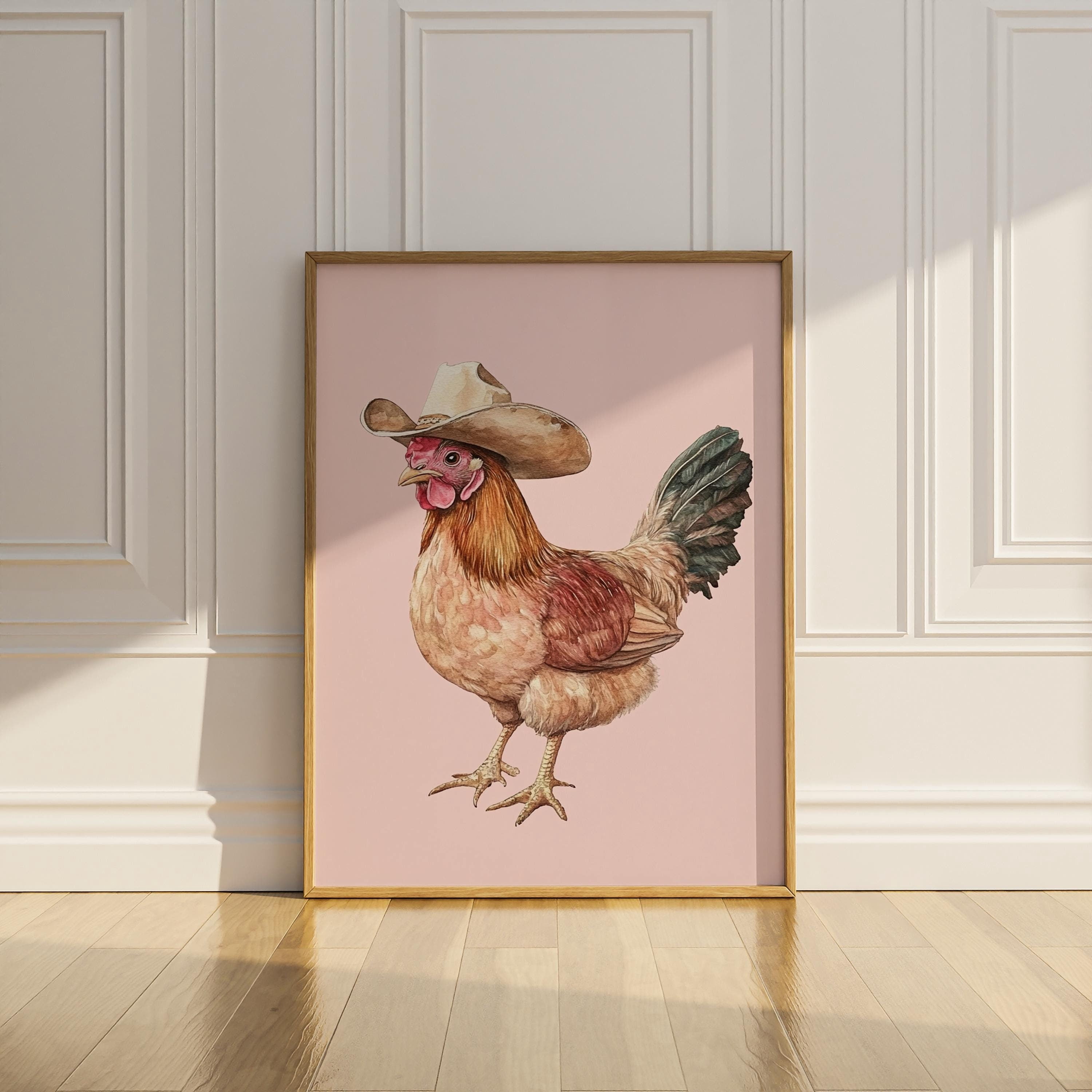 Chicken Cowboy Hat Farm House Western Farmer Chicken Lover Matte Poster ...