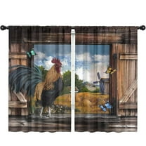 Chicken Curtains for Kitchen, Rustic Farm Animals Rooster Country Farmhouse Cottage Style Window Treatments Drapery for Cafe Bedroom Living Room 2 Panel Sets, 52"x84" Inch