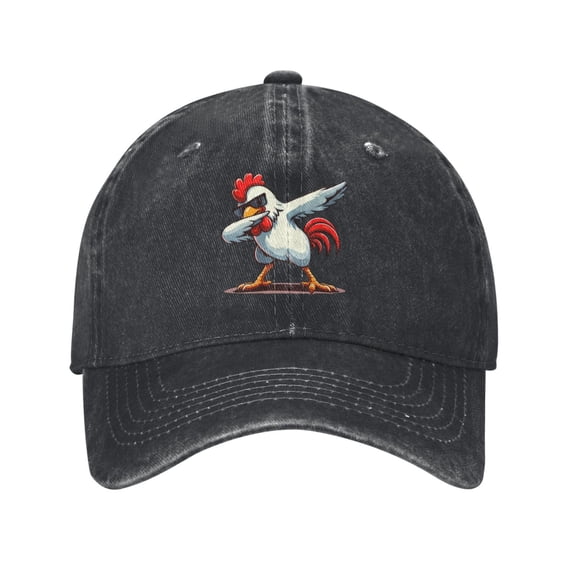 Chicken Dabbing Unisex Adult Washed Denim Cotton Sport Outdoor Baseball Cap Adjustable Cowboy Baseball Hat