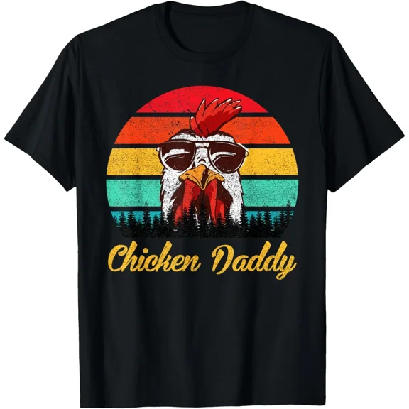 Chicken Daddy Vintage Rooster Dad Farmer Fathers Day Humor Graphic Unisex T-Shirt, S-5XL