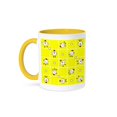 thumbnail image 1 of 3dRose, Chicken Dance Print White and Yellow, 11oz Two-Tone Yellow Mug, 1 of 7