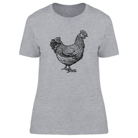 Chicken Design Sketch T-Shirt Women -Image by Shutterstock, Female Large