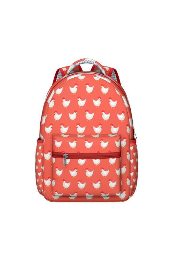 "Chicken Design Student Bookbag - Durable & Waterproof School Backpack for Teens, Lightweight, Trendy Print, Spacious, Perfect for Commute"