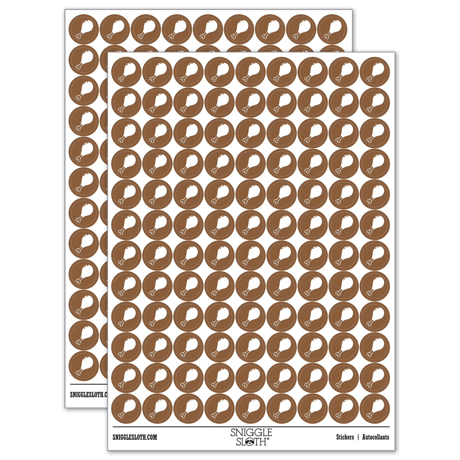 Chicken Drumstick Meat Food 200+ Round Stickers - Brown - Gloss Finish ...