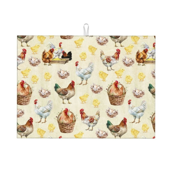 Chicken Drying Mat 18” X 24” – Absorbent Microfiber Kitchen Counter Mat For Dishes, Utensils & Produce | Non-Slip, Quick-Dry, Machine Washable