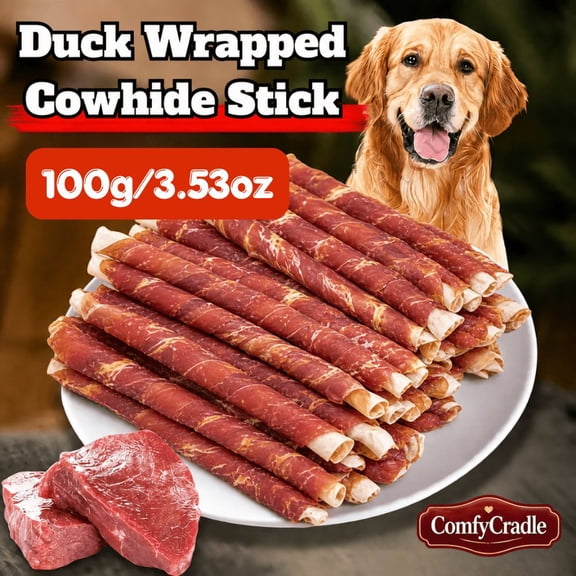 Chicken & Duck Beefhide Wrap Dog Chews Real Beefhide Offers A Tough, Chewy Core Wrapped with Lean Chicken And Duck for Flavor. Easy-to-hold Length Perfect for Extended Chewing Sessions. Designed to S