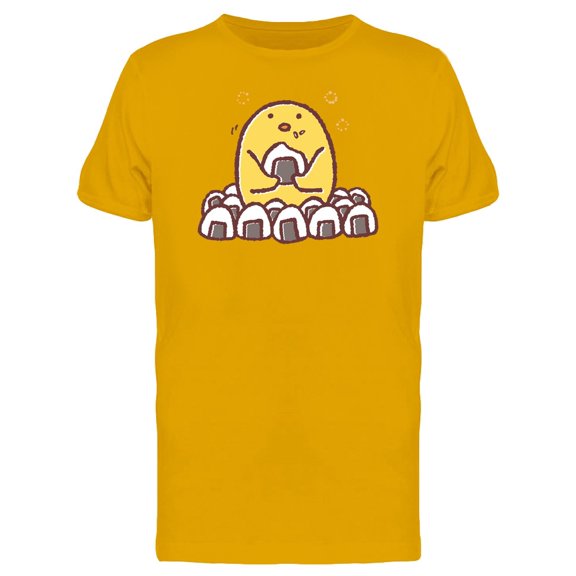 Chicken Eating Onigiris Cartoon T-Shirt Men -Image by Shutterstock, Male Large