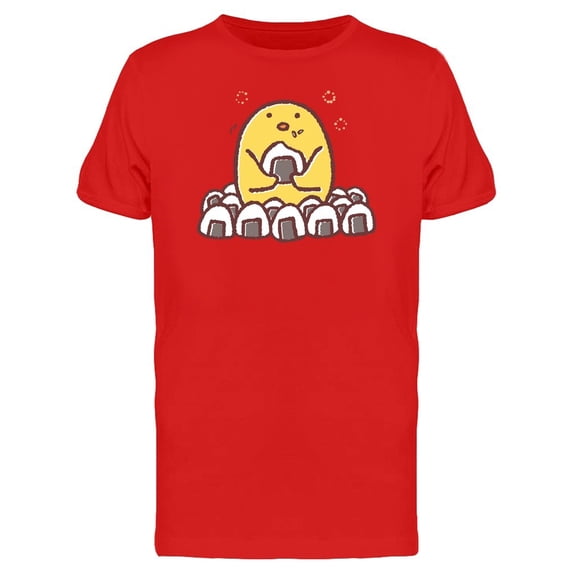 Chicken Eating Onigiris Cartoon Tee Men's -Image by Shutterstock
