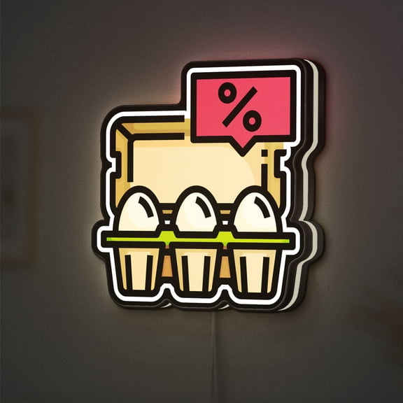 Chicken Egg 3D Novelty Light Box, Personalized Text Option, Rustic Farm-Themed Lamp for Kitchens and Hen House Decor (Width 20 inch, 50cm)