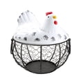 thumbnail image 1 of Chicken Egg Basket Black Wire with Ceramic Lid, Egg Holder for Gathering Fresh Eggs, Decorative Farmhouse Egg Storage Container for Kitchen Countertop, Ceramic Egg Storage Basket Organizer, 1 of 6