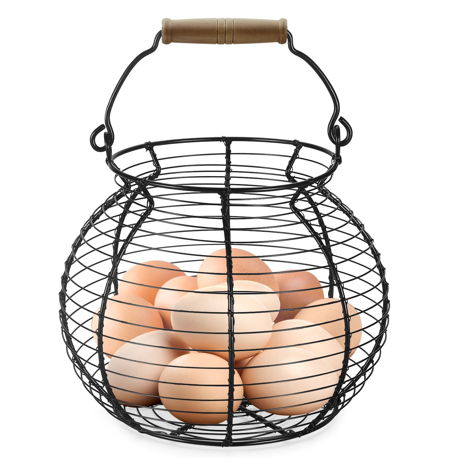 Wire Egg Rack Chicken Egg Basket Wire Egg Holder with Wooden Handles for Egg, Fruits ...