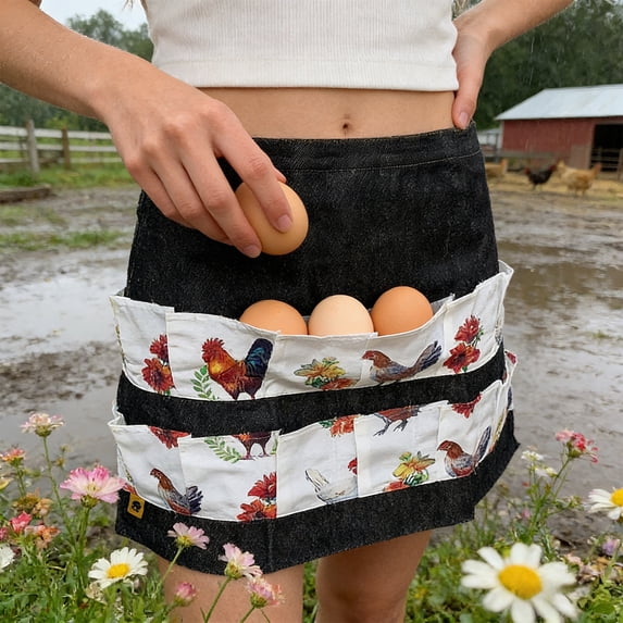 Chicken Egg Collecting Apron,12 Deep Pockets for Hense,Duck,Goose Eggs