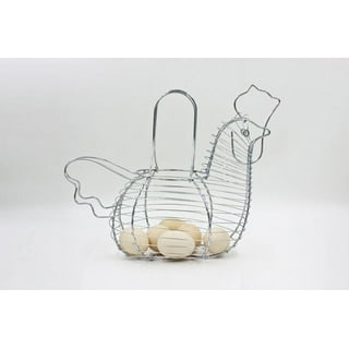 Chicken Egg Holder,Wire Egg Collecting Basket with Handle for Farm Eggs,  Fruits,Vegetables,Metal Wire Chicken Basket Decor for Kitchen,Countertop,  Farmhouse Rustic Style 