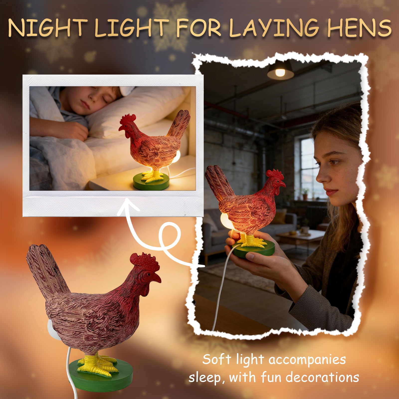 Chicken Egg Lamp, Funny Dimmable 3D Chicken Night Light with Egg in ...