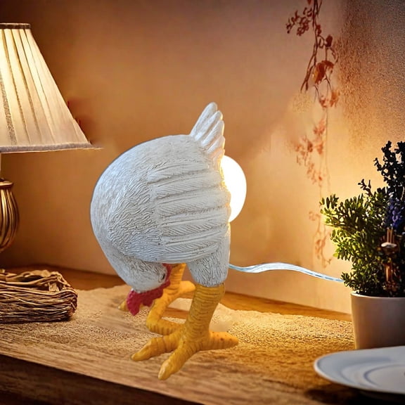 Chicken Egg Lamp Funny Hen Chicken Table Lamp Led Laying Egg Night Lght Resin Chicken Decor Egg Light for Home