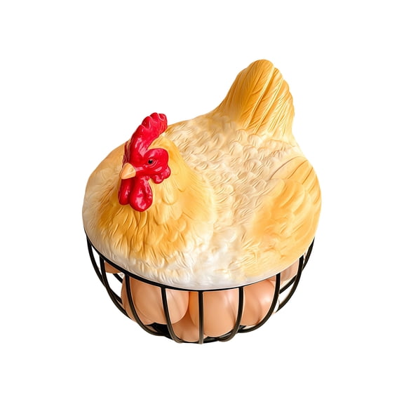 Chicken Eggs Basket for Farmhouse Kitchen Decor  Wire Eggs Basket with Handle, Rooster Decorative Holder, Farmhouse Decor, Fruit Basket for Kitchen Counter