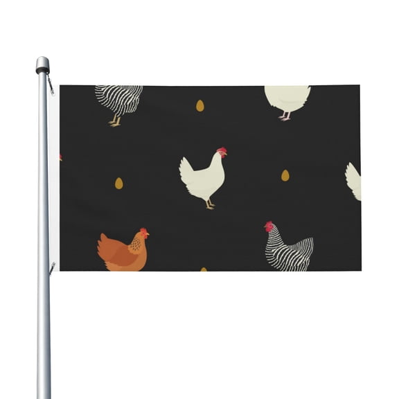 Chicken Eggs Cock Pattern Rooster Flag 3X5 Ft Garden Yard House Flags Banner Sign Outdoor Indoor Party Home Garden Decoration