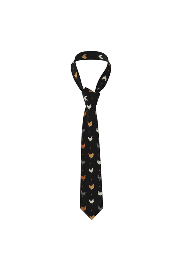 Chicken Eggs Cock Pattern Rooster Men's Formal Necktie Business Suit Accessory Ties for Weddings Banquets Office Gift