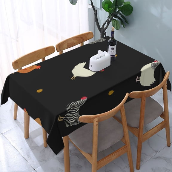 Chicken Eggs Cock Pattern Rooster Rectangular Tablecloth 54"x 72" Waterproof Rectangle Table Cover Cloth for Kitchen Dining Room Picnic Home Party